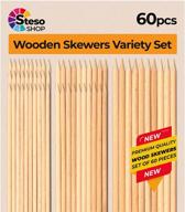 🔪 premium quality stesoshop wooden skewers - set of 60 beech wood 6-inch sticks for appetizers, fruits, and kebab - durable, sturdy, and suitable for crafts and food logo