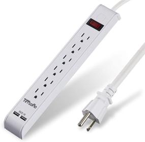 img 3 attached to 🔌 ETL Listed White Power Strip Surge Protector 2-Pack with 6 Outlets, 2 USB Ports & 4ft Extension Cord, 1000 Joules Surge Protection for Home, Office, Dorm - Wall Mountable