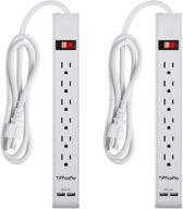 🔌 etl listed white power strip surge protector 2-pack with 6 outlets, 2 usb ports & 4ft extension cord, 1000 joules surge protection for home, office, dorm - wall mountable logo