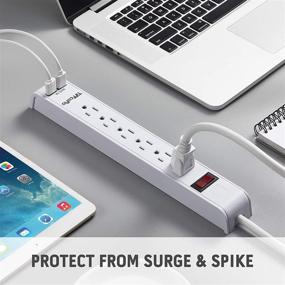 img 2 attached to 🔌 ETL Listed White Power Strip Surge Protector 2-Pack with 6 Outlets, 2 USB Ports & 4ft Extension Cord, 1000 Joules Surge Protection for Home, Office, Dorm - Wall Mountable