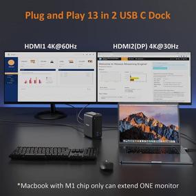 img 3 attached to 💻 Ultimate 13-Port Laptop Docking Station: Dual Monitor for MacBook Pro/Air/USB C Windows Laptops - 4K Universal Dock - 100W PD3.0 - RJ45 - 6USB & Audio
