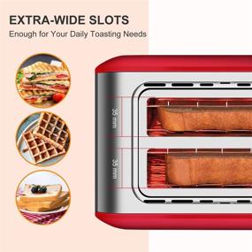 img 2 attached to 🍞 Bonsenkitchen 2 Slice Red Toaster: Stainless Steel Wide Slot Bread Toaster with Defrost/Reheat/Cancel Function, 7 Brown Setting, Removable Crumb Tray, Auto Shut Off - 750W, 120V