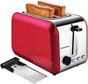 img 4 attached to 🍞 Bonsenkitchen 2 Slice Red Toaster: Stainless Steel Wide Slot Bread Toaster with Defrost/Reheat/Cancel Function, 7 Brown Setting, Removable Crumb Tray, Auto Shut Off - 750W, 120V