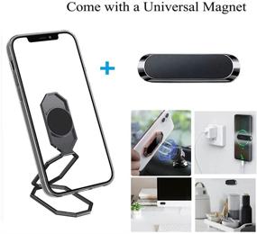 img 3 attached to 📱 Kikmrp Phone Finger Holder with 360° Rotation, Metal Ring Grip & Magnetic Car Mount - Universal Foldable Cell Phone Stand (Black)