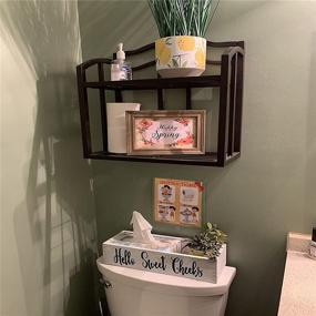 img 3 attached to Rustic Wooden Farmhouse Bathroom Decor Box: Funny, Cute and Functional Tissue & Toilet Paper Holder, Storage and Organizer