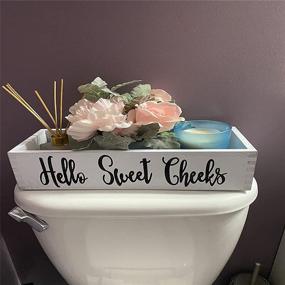 img 2 attached to Rustic Wooden Farmhouse Bathroom Decor Box: Funny, Cute and Functional Tissue & Toilet Paper Holder, Storage and Organizer