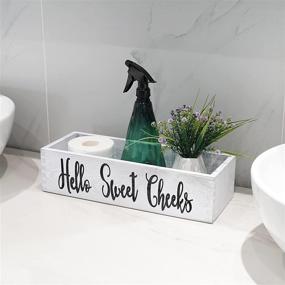 img 1 attached to Rustic Wooden Farmhouse Bathroom Decor Box: Funny, Cute and Functional Tissue & Toilet Paper Holder, Storage and Organizer