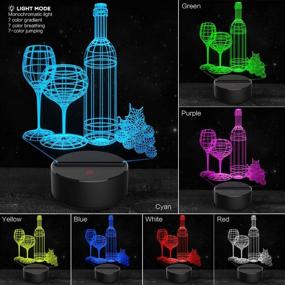 img 2 attached to Unique 3D Night Light Wine Cup Bottle LED Lamp: 7 Color Changing, Remote Control 🍷 - Perfect Birthday & Christmas Gift for Kids, Girls, and Adults - Home Wine Bar Decoration