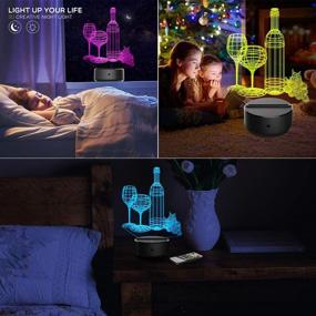 img 1 attached to Unique 3D Night Light Wine Cup Bottle LED Lamp: 7 Color Changing, Remote Control 🍷 - Perfect Birthday & Christmas Gift for Kids, Girls, and Adults - Home Wine Bar Decoration