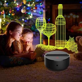 img 3 attached to Unique 3D Night Light Wine Cup Bottle LED Lamp: 7 Color Changing, Remote Control 🍷 - Perfect Birthday & Christmas Gift for Kids, Girls, and Adults - Home Wine Bar Decoration