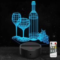 unique 3d night light wine cup bottle led lamp: 7 color changing, remote control 🍷 - perfect birthday & christmas gift for kids, girls, and adults - home wine bar decoration логотип