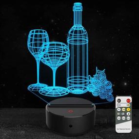 img 4 attached to Unique 3D Night Light Wine Cup Bottle LED Lamp: 7 Color Changing, Remote Control 🍷 - Perfect Birthday & Christmas Gift for Kids, Girls, and Adults - Home Wine Bar Decoration