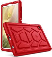 🐢 poetic turtleskin heavy duty case for galaxy tab a7 lite 8.7 inch: rugged red silicone cover with shockproof drop protection for kids logo