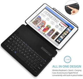 img 2 attached to 🔋 ProCase Keyboard Case for iPad 9.7 (Old Model) 6th 2018/ 5th 2017 – Black with Pencil Holder, Wireless Keyboard, and Protective Folio Stand