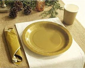 img 2 attached to 🎉 Premium Gold Party Dinnerware Set with Paper Plates, Cups, and Napkins - Serves 24