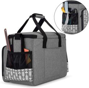 img 1 attached to 🧵 Yarwo Gray Arrow Sewing Machine Carrying Case with Wooden Board - Universal Tote Compatible with Most Standard Sewing Machines and Accessories