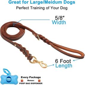 img 2 attached to 🐶 Bingooe 6ft Leather Dog Leash - Heavy Duty Training Leash for Large Dogs, Military Grade, with Upgraded Stitches - Strong Braided Leads Rope for Extra Large, Medium, and Small Breed Dogs - Brown Color, 5/8 inch