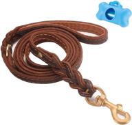 🐶 bingooe 6ft leather dog leash - heavy duty training leash for large dogs, military grade, with upgraded stitches - strong braided leads rope for extra large, medium, and small breed dogs - brown color, 5/8 inch logo