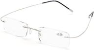 👓 memory titanium rimless reading glasses: lightweight design with light lenses (1004) logo