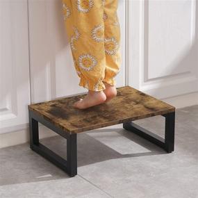 img 3 attached to 🪵 Rustic Brown Wood Kids One Step Stool - 350 lb. Load Capacity, Bedside & Potty Training Foot Step Stool for Kitchen, Bedroom, Living Room, Bathroom - Snughome