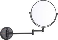 dowry wall mounted 10x magnifying makeup mirror: oil rubbed bronze, 8 inch swivel double-sided mirror with 12 inch extension logo