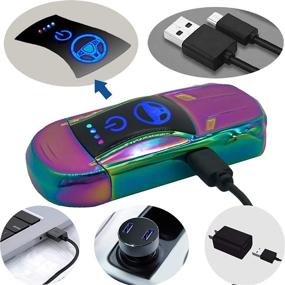 img 3 attached to 🔥 Wireless Dual Arc Plasma Lighter - Cool Car Model Design | USB Rechargeable, Windproof, and Durable | Perfect for Camping, Barbecue, and Fireworks | LED Indicator Display and Gift Box Included (Colorful)