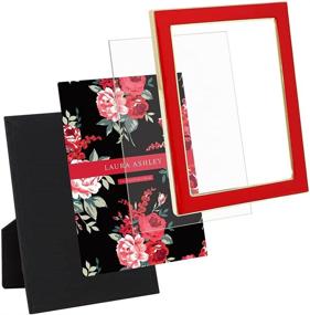 img 1 attached to 🖼️ Enhance Your Décor with the Laura Ashley 5x7 Red Enamel Picture Frame: Gold Metal Edge, Versatile Display for Countertop, Tabletop, Bookshelf, Wall Décor (5x7, Red w/ Gold)