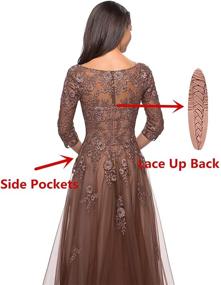 img 1 attached to 👗 Stylish Lace Appliques Mother of The Bride Dresses with Sleeves: Long Formal Gowns for Women