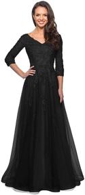 img 4 attached to 👗 Stylish Lace Appliques Mother of The Bride Dresses with Sleeves: Long Formal Gowns for Women