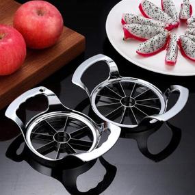 img 1 attached to Heavy Duty Apple Slicer: Stainless Steel Apple Cutter + Upgraded 12-Blade Extra Large Apple 🍎 Corer Peeler - Ultra-Sharp Fruit Corer, Rust Resistant Wedger, Divider for Apples Up to 4 Inches