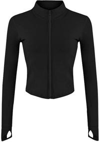 img 4 attached to Gihuo Women's Lightweight Workout Jacket with Full Zip and Thumb Holes for Enhanced Athletic Performance