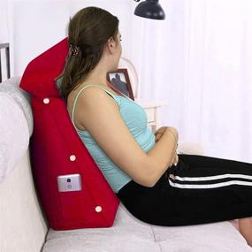 img 2 attached to 📚 URMAGIC Reading and TV Pillow with Adjustable Neck Support and Pockets - Triangle Back Pillow for Sofa, Bed, and Home - Removable & Washable