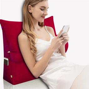 img 1 attached to 📚 URMAGIC Reading and TV Pillow with Adjustable Neck Support and Pockets - Triangle Back Pillow for Sofa, Bed, and Home - Removable & Washable