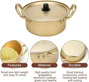 img 3 attached to 🍜 Ahier Ramen Pot: Korean Ramen Cooking Pot with Lid, Spoon, and Chopsticks - Fast Heating Kitchen Cookware (Double handle)