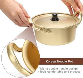 img 1 attached to 🍜 Ahier Ramen Pot: Korean Ramen Cooking Pot with Lid, Spoon, and Chopsticks - Fast Heating Kitchen Cookware (Double handle)