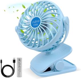 img 4 attached to 🌀 ESEOE Clip-on Fan, USB Or Rechargeable Battery Operated Small Desk Fan with 4 Speeds, 360 Degree Rotation - Portable Stroller Fan for Baby S (Blue)
