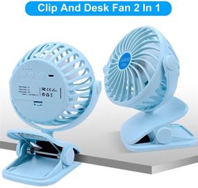 img 3 attached to 🌀 ESEOE Clip-on Fan, USB Or Rechargeable Battery Operated Small Desk Fan with 4 Speeds, 360 Degree Rotation - Portable Stroller Fan for Baby S (Blue)