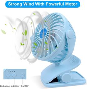 img 1 attached to 🌀 ESEOE Clip-on Fan, USB Or Rechargeable Battery Operated Small Desk Fan with 4 Speeds, 360 Degree Rotation - Portable Stroller Fan for Baby S (Blue)