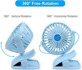 img 2 attached to 🌀 ESEOE Clip-on Fan, USB Or Rechargeable Battery Operated Small Desk Fan with 4 Speeds, 360 Degree Rotation - Portable Stroller Fan for Baby S (Blue)