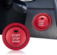 tomall aluminum engine start stop push button cover trim compatible with toyota camry 2018 2019 2020 car keyless engine ignition start button cap surrounding trim ring decoration (red) logo