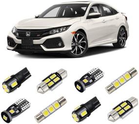 img 4 attached to 🚗Набор белых интерьерных LED-освещения BRISHINE для Honda Civic - улучшите интерьер вашего автомобиля супер яркими лампами LED 6000K - в комплекте простой инструмент для установки.