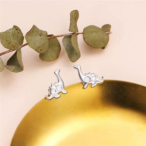 img 2 attached to 🐦 Adorable 925 Sterling Silver Animal Stud Earrings: Pandas, Birds, Dinosaurs, Flamingos, Cats, and Rabbits – Perfect Birthday Gift for Women and Teen Girls