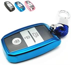 img 4 attached to TPU Key Fob Cover Case Holder Skin Protector With Keychain For Kia Forte Optima Rio Sedona Sorento Soul Sportage 3 4 Buttons Keyless Entry Remote Control (Blue)