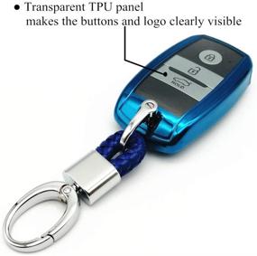 img 2 attached to TPU Key Fob Cover Case Holder Skin Protector With Keychain For Kia Forte Optima Rio Sedona Sorento Soul Sportage 3 4 Buttons Keyless Entry Remote Control (Blue)