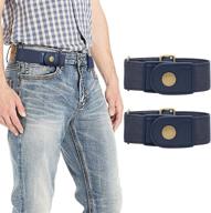 👖 no buckle stretch belt: adjustable elastic belts for men and women - 3 pack buckle-free belts for jeans pants logo