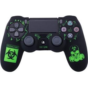 img 3 attached to 🎮 Laser Carving Silicone Cover Skin Case for Sony PS4/slim/Pro Dualshock 4 Controller x 1(BH) with 10 Thumb Grips