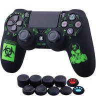 🎮 laser carving silicone cover skin case for sony ps4/slim/pro dualshock 4 controller x 1(bh) with 10 thumb grips logo