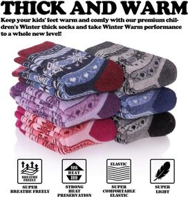 img 2 attached to FNOVCO Children's Winter Warm Wool Socks - 6 Pairs - Kids Boys Girls Animal Print Socks