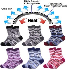 img 1 attached to FNOVCO Children's Winter Warm Wool Socks - 6 Pairs - Kids Boys Girls Animal Print Socks