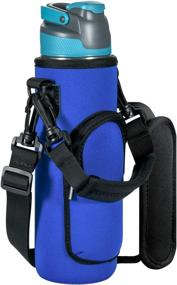 img 4 attached to 👜 Case Star Flask Water Bottle Bag Pouch: Blue, Adjustable Strap, Handle, 20-26 Ounce Carrier Holder